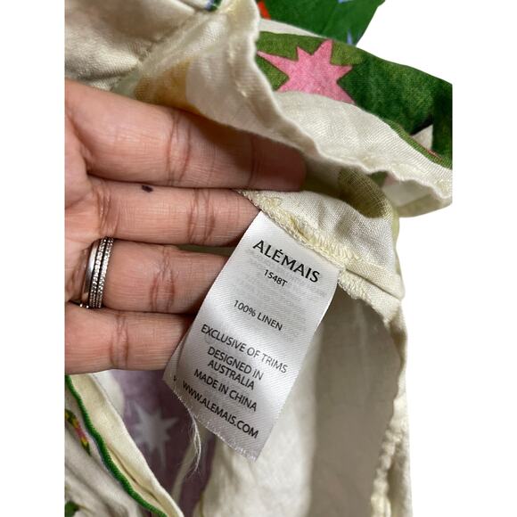 Alemais Seeker Print Linen Button Down Shirt Relaxed Womans 4 - Picture 10 of 11